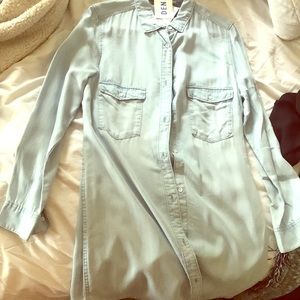 Denim button up long sleeve dress